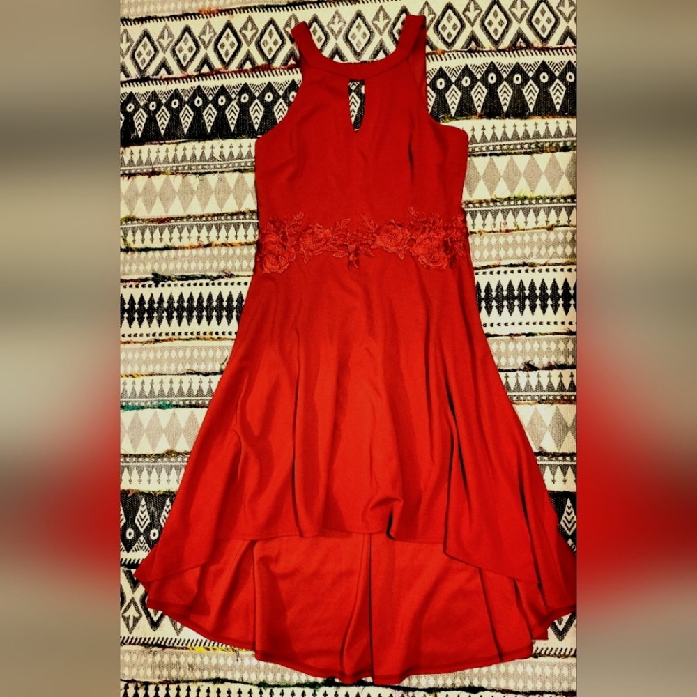 Red High Neck Cocktail Dress